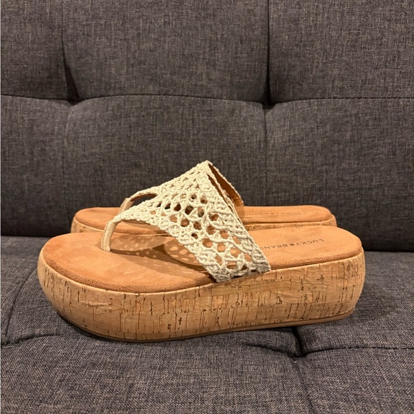 Lucky Brand Women’s Jaslene Macrame slip on platform sandal - Picture 1 of 12